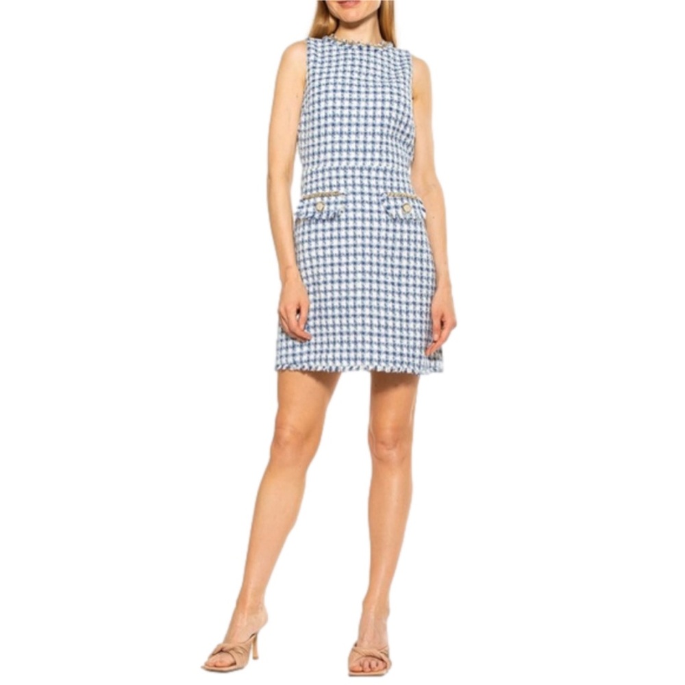 NWT Women’s Alexia Admor Klara Metallic Tweed Sleeveless Sheath Dress Size 8